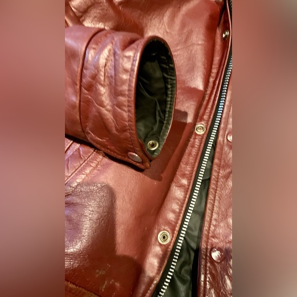 Vintage Varsity leather jacket Canada Sportswear EMT patch Red - Picture 8 of 16